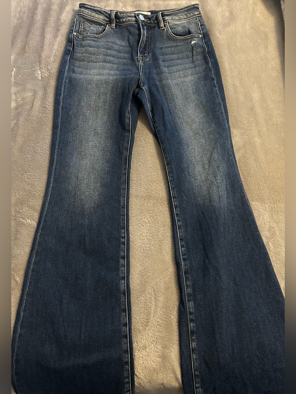 Risen Women's Flared Dark Blue Jeans - Classic Wide Leg 29 x32